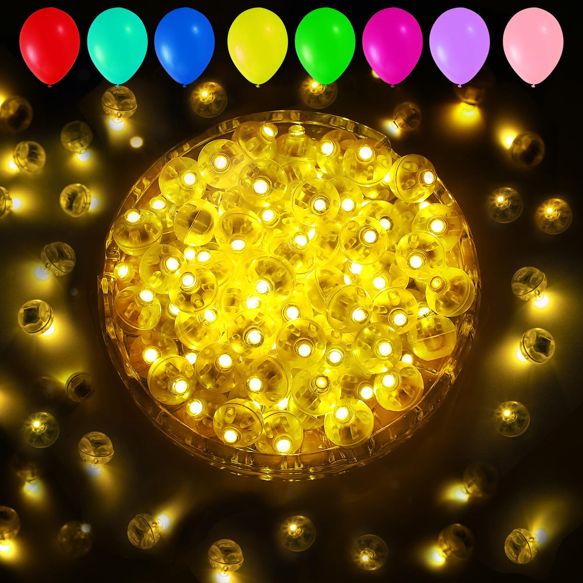 Aogist 200pcs 10-Colors Mini Lights with Hook,Long Standby Time Waterproof LED Balloon Light,Battery Powered,Ball Lamp for Balloon Paper Lantern Birthday Party Christmas Halloween