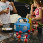 Groov-e Original Boombox - Portable CD Player with Bluetooth, Radio, 3.5mm Aux Port, & Headphone Socket - LED Display, 2 x 1.2W Speakers - Battery or Mains Powered - Blue