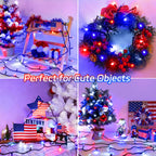 Christmas Lights Outdoor Battery Operated String Lights Total 100LED 33Ft with Timer 8 Modes 16.4Ft*2 Waterproof Outdoor Indoor for Christmas Decor, Warm White, 2-Pack