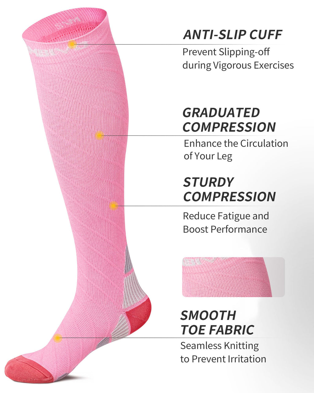 CAMBIVO Compression Socks for Women & Men 2 Pairs, Travel Flight Socks