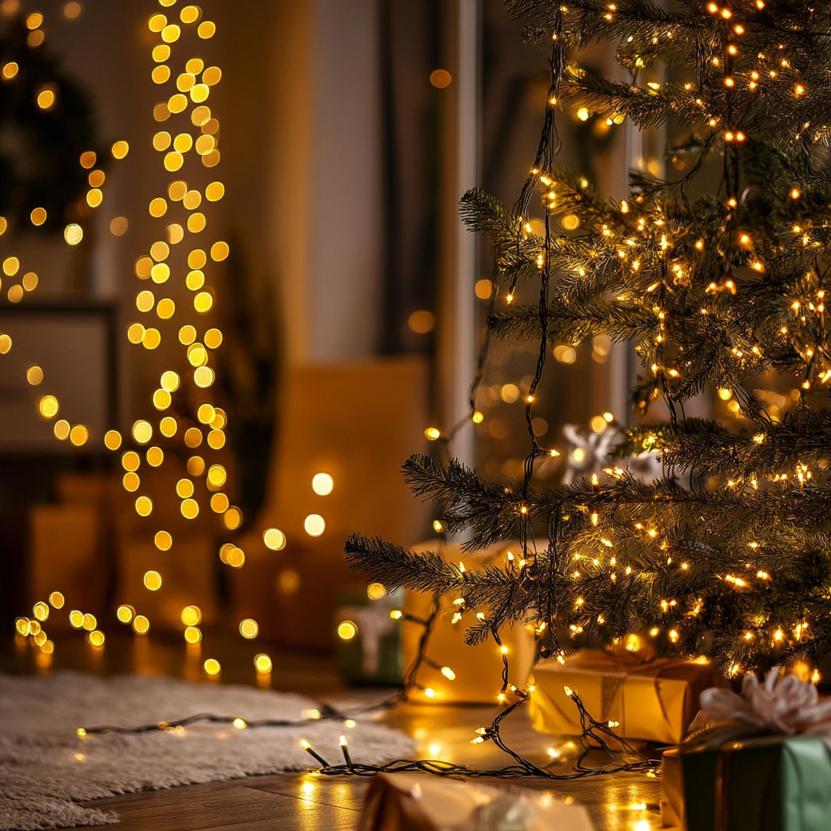 TW SHINE Warm White Christmas Lights Outdoor, 20FT 100 Count Incandescent Christmas Light Indoor, Waterproof Christmas Tree String Lights for Xmas Decorations