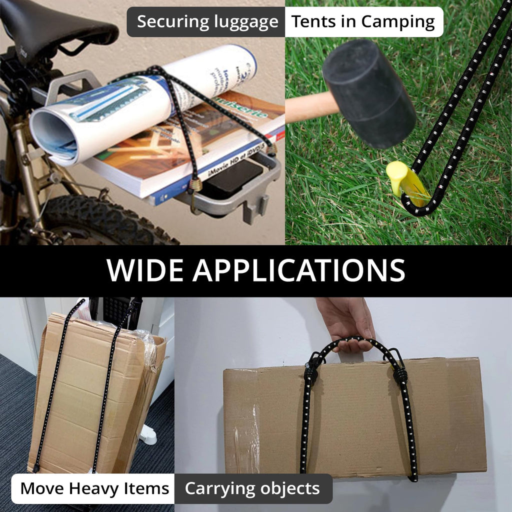 ANSIO Bungee Cords with Hooks, UV-Resistant Bungee Straps, 12 Pack Assorted
