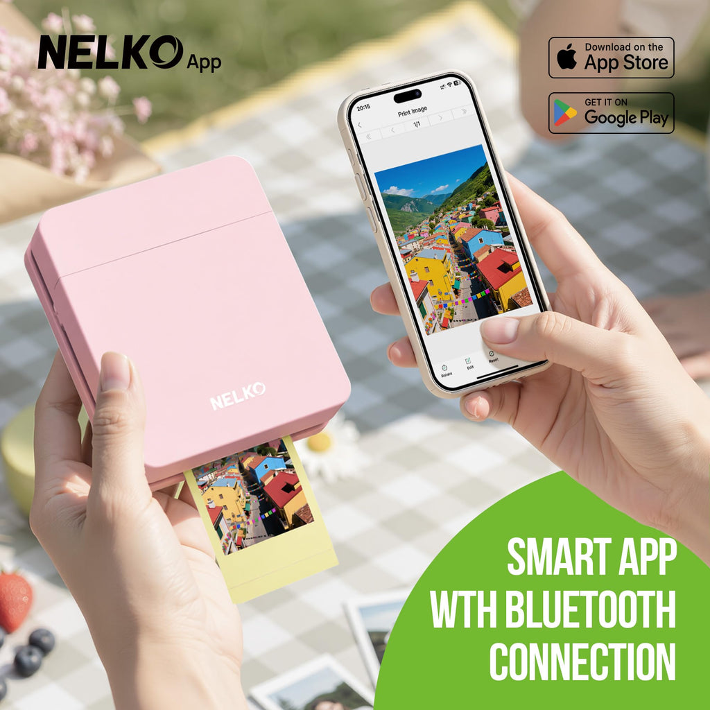 Nelko PP01 2x3 Portable Photo Printer with 20 Sheets, White