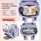 Dikaslon Baby Changing Bag Backpack, Large Nappy Back Pack Multifunction Baby Bags with Portable Changing Mat, Pacifier Holder, and Stroller Straps, for Mom and Dad