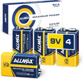 Allmax 9V (6LR61) Maximum Power Alkaline Batteries (4 Count) – 9 Volt