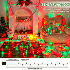 Christmas Lights Outdoor Battery Operated String Lights Total 100LED 33Ft with Timer 8 Modes 16.4Ft*2 Waterproof Outdoor Indoor for Christmas Decor, Warm White, 2-Pack
