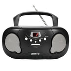 Groov-e Original Boombox - Portable CD Player with Bluetooth, Radio, 3.5mm Aux Port, & Headphone Socket - LED Display, 2 x 1.2W Speakers - Battery or Mains Powered - Blue