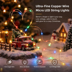 Dazzle Bright Fairy Lights Battery Operated, 20 FT 60 LED Silver Wire Waterproof Battery Operated String Lights, Christmas Decorations for Indoor Outdoor Bedroom Yard Decor, Red