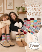 Ladies Socks Wool Thermal Fluffy Gifts For Women 5 Pairs