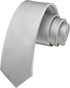 HISDERN Skinny Tie Solid Color 6cm Slim Ties for Men Wedding Classic Formal Business Necktie