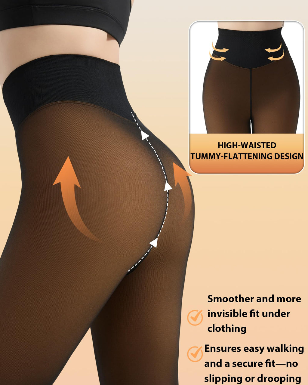 HOWIN Fleece Lined Tights Winter Thermal Tights for Women Fake Translucent