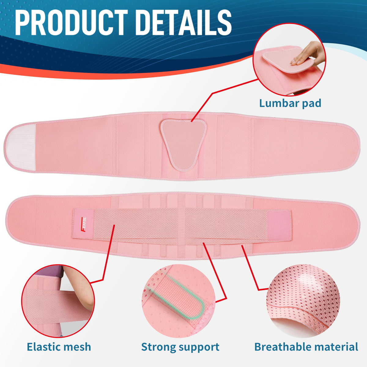 FEATOL Back Brace for Men & Women, Lower Back, Sciatica Pain Relief