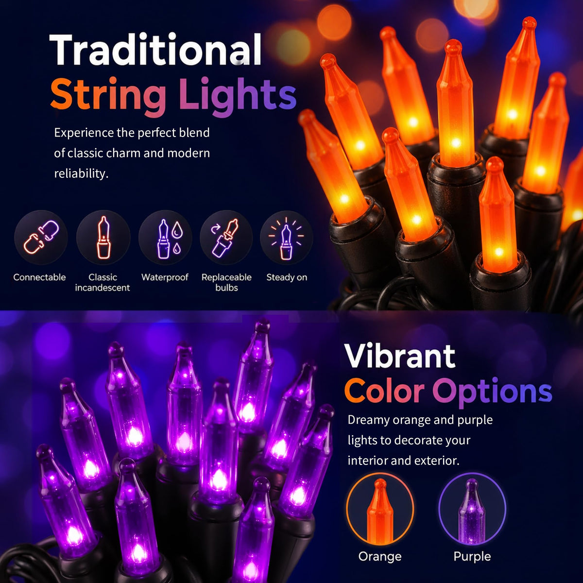 TW SHINE Warm White Christmas Lights Outdoor, 20FT 100 Count Incandescent Christmas Light Indoor, Waterproof Christmas Tree String Lights for Xmas Decorations