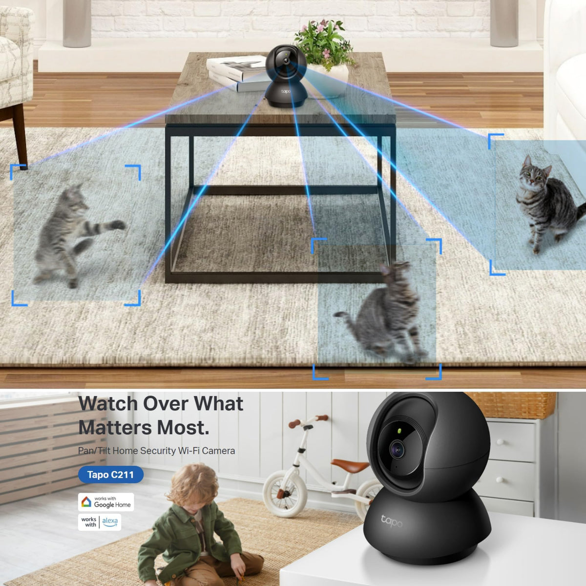 Tapo C201 Full HD Pan/Tilt Indoor Security Camera Pet Camera House Security