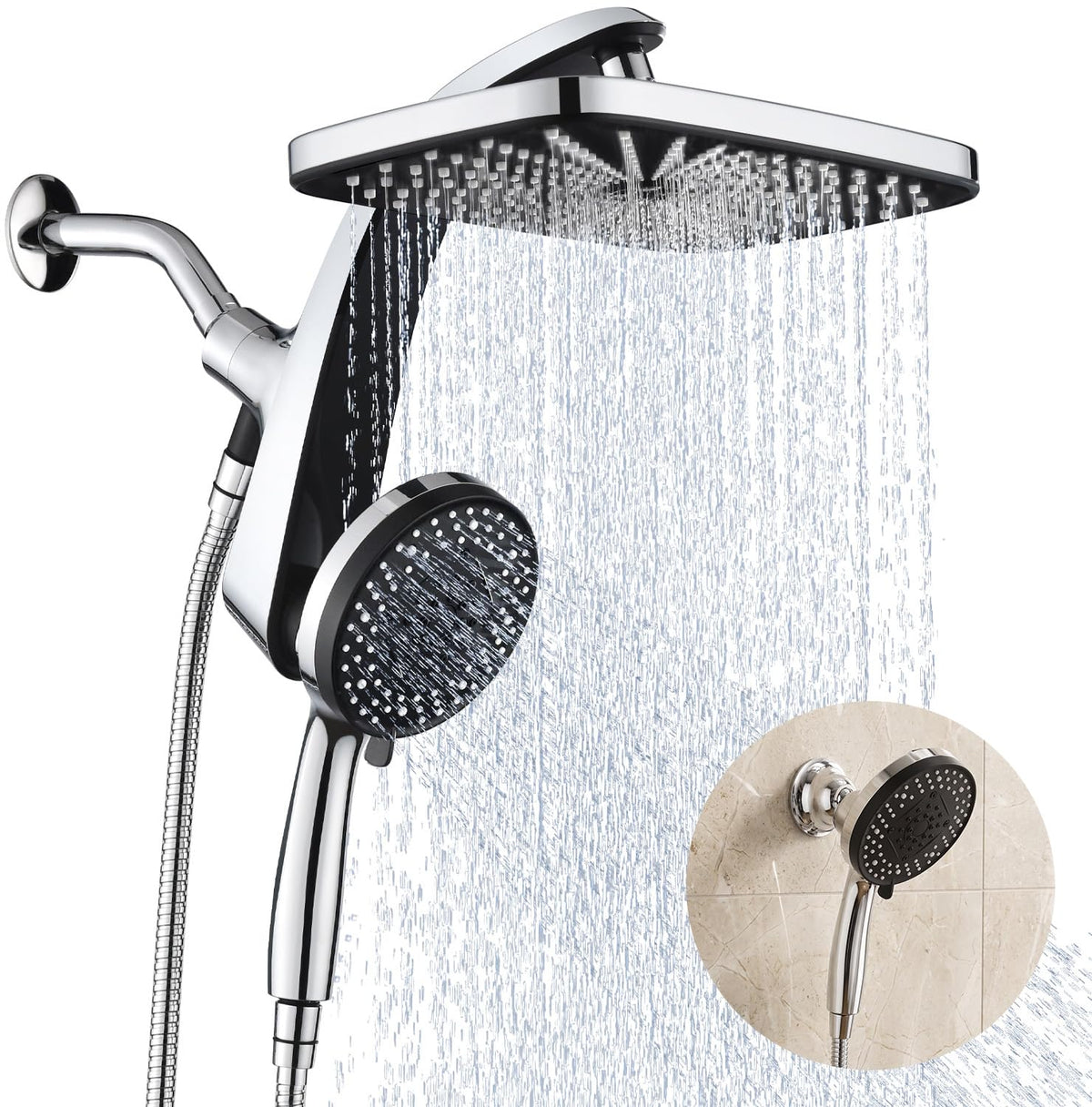 Rain Shower Head with Handheld Showerhead, Chrome 1.8GPM 460311