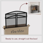 FIRE VIDA Milton Fire Screen Spark Guard Arched, Metal, Black