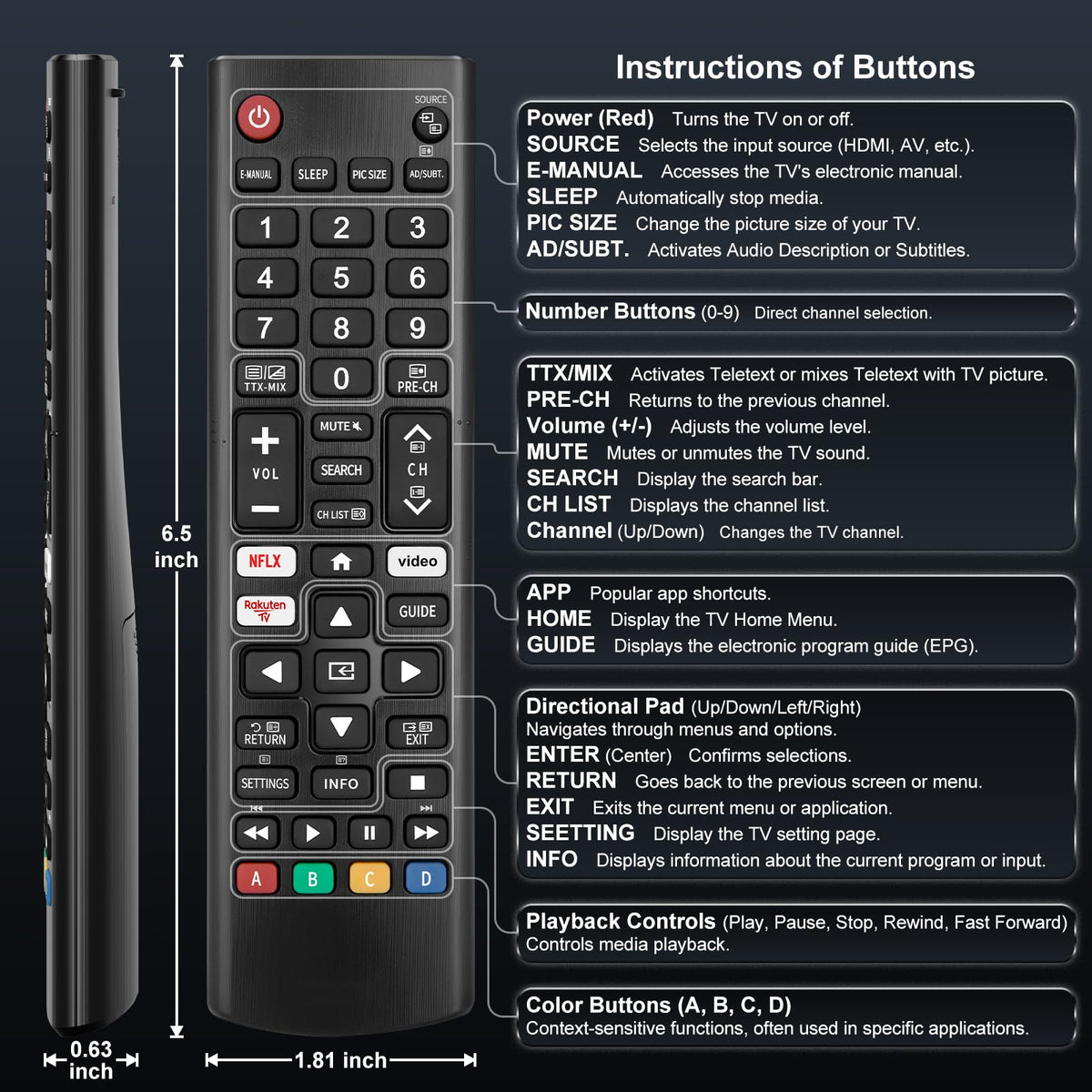 Universal Remote Control Replacement for All LG Smart TV