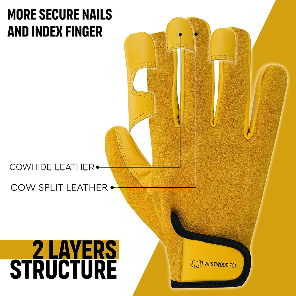 WESTWOOD FOX Ladies/Mens Leather Gardening Gloves Thorn Proof Rigger Garden work gloves, Safety Working Gloves, Premium Quality (Babypink, M)