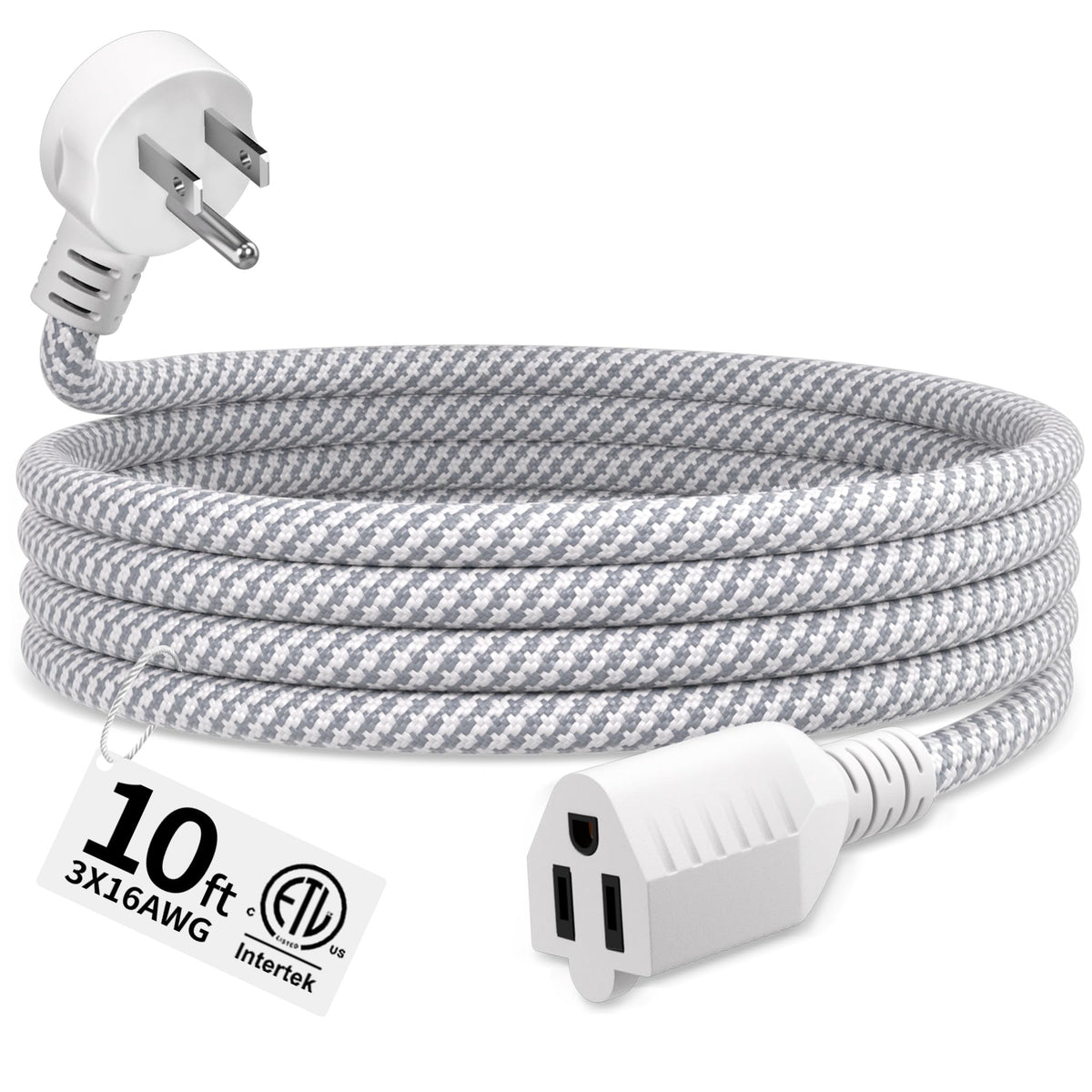 16/3 Black Extension Cord 6 FT Indoor, Short Extension Cord
