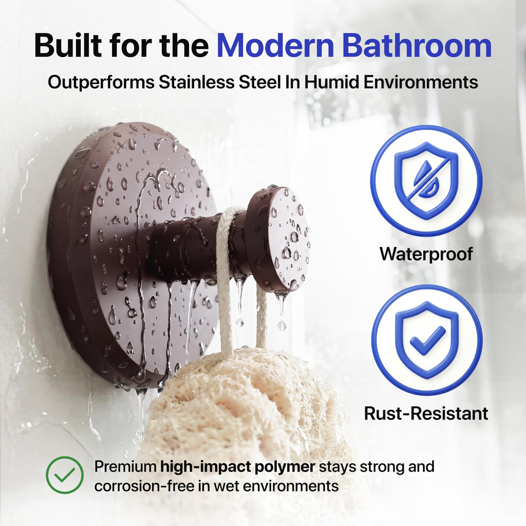 HOME SO Suction Cup Hooks for Shower & Bathroom Towel Holder 2-Pack Black