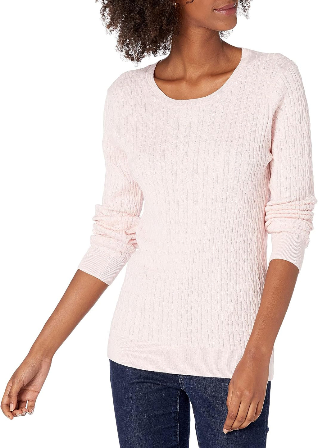 Amazon Essentials Women's Lightweight Cable Knit Long-Sleeve Crewneck Jumper (Available in Plus Size)
