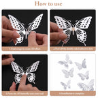 SAOROPEB 3D Butterfly Wall Decor 48 Pcs Gold Butterfly Birthday Decorations