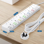 DEWENWILS 6 Way Surge Protected Extension Lead with Individual Switches