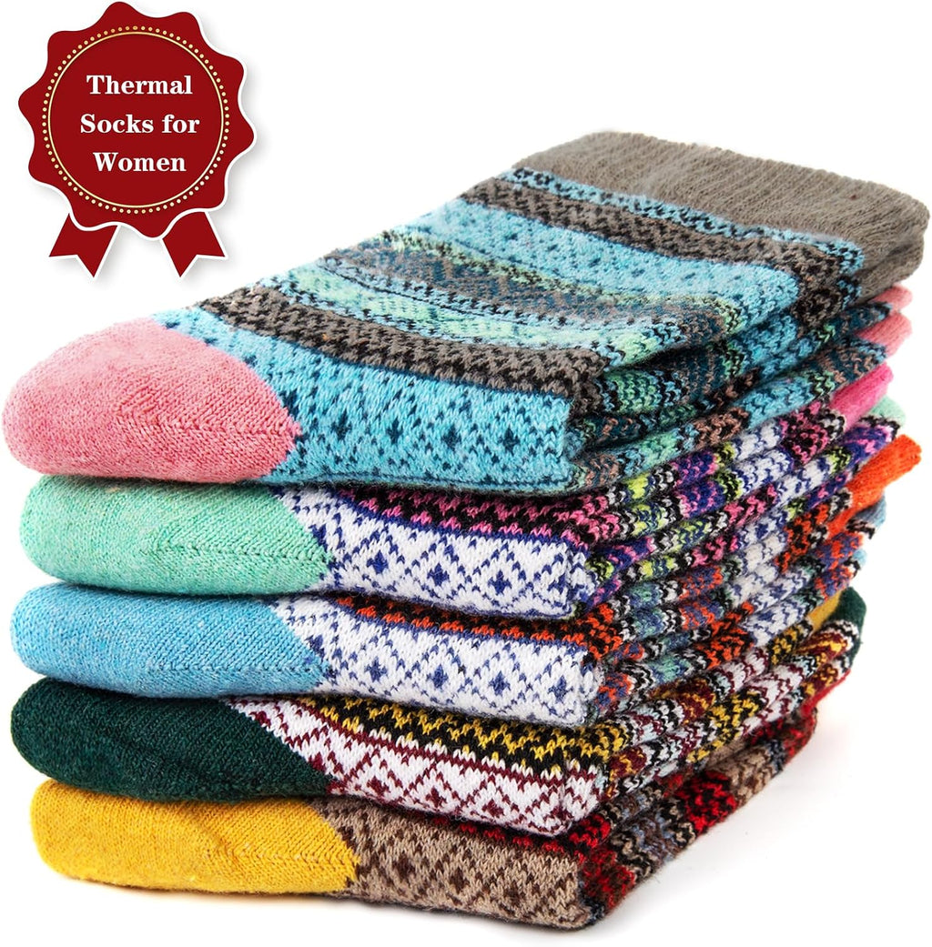 Ladies Socks Wool Thermal Fluffy Gifts For Women 5 Pairs