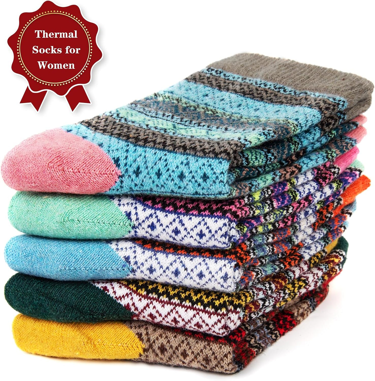 Ladies Socks Wool Thermal Fluffy Gifts For Women 5 Pairs