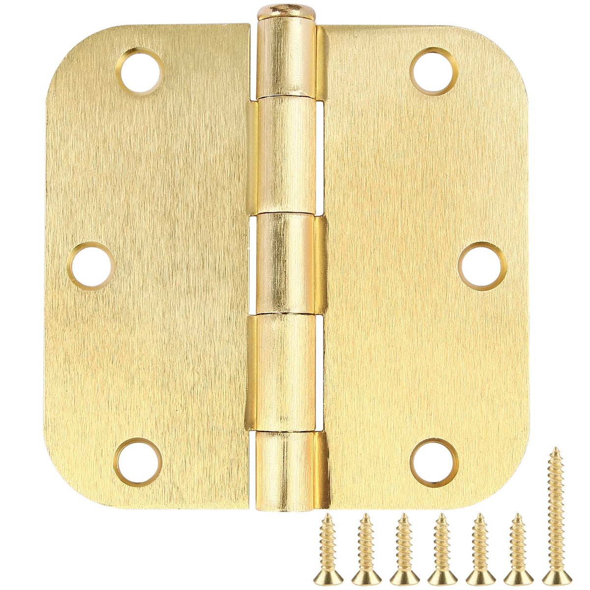 TDCHINGES Rounded Door Hinges 3.5" X 3 1/2 Inch Antique Brass 5/8" Radius