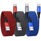 USB to USB C Cable(1M 3-Pack),USB Type C Fast Charger Cable Nylon Braided