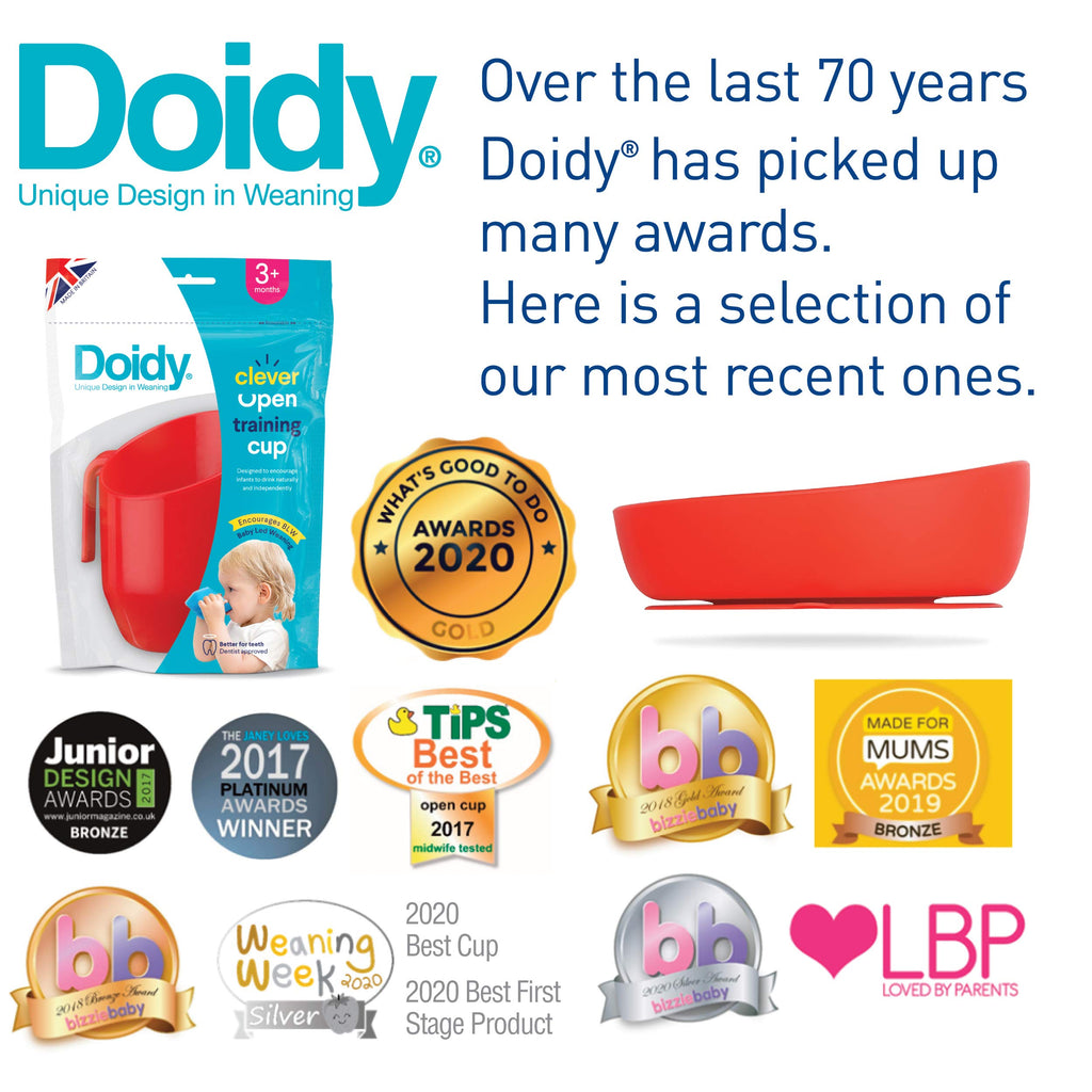 Doidy Cup, Open Cup for Training Baby 6 Months-3 Years, 200ml, Slanted Weaning Cup with Handles for Learning to Drink, BPA Free (Orange)