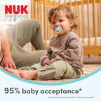 NUK First Choice Classic Night Baby Dummies | 0-6 Months | Orthodontic Soothers that Glow in the Dark | 95% Baby Acceptance** | Blue | 2 Count