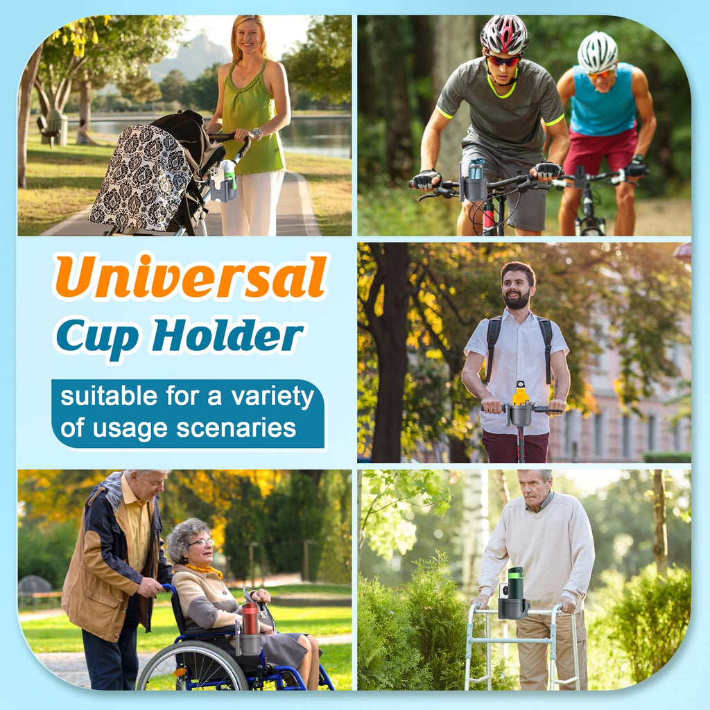 Wheelchair Cup Holder: Universal Cup Holder with Phone Holder for Pram Bike