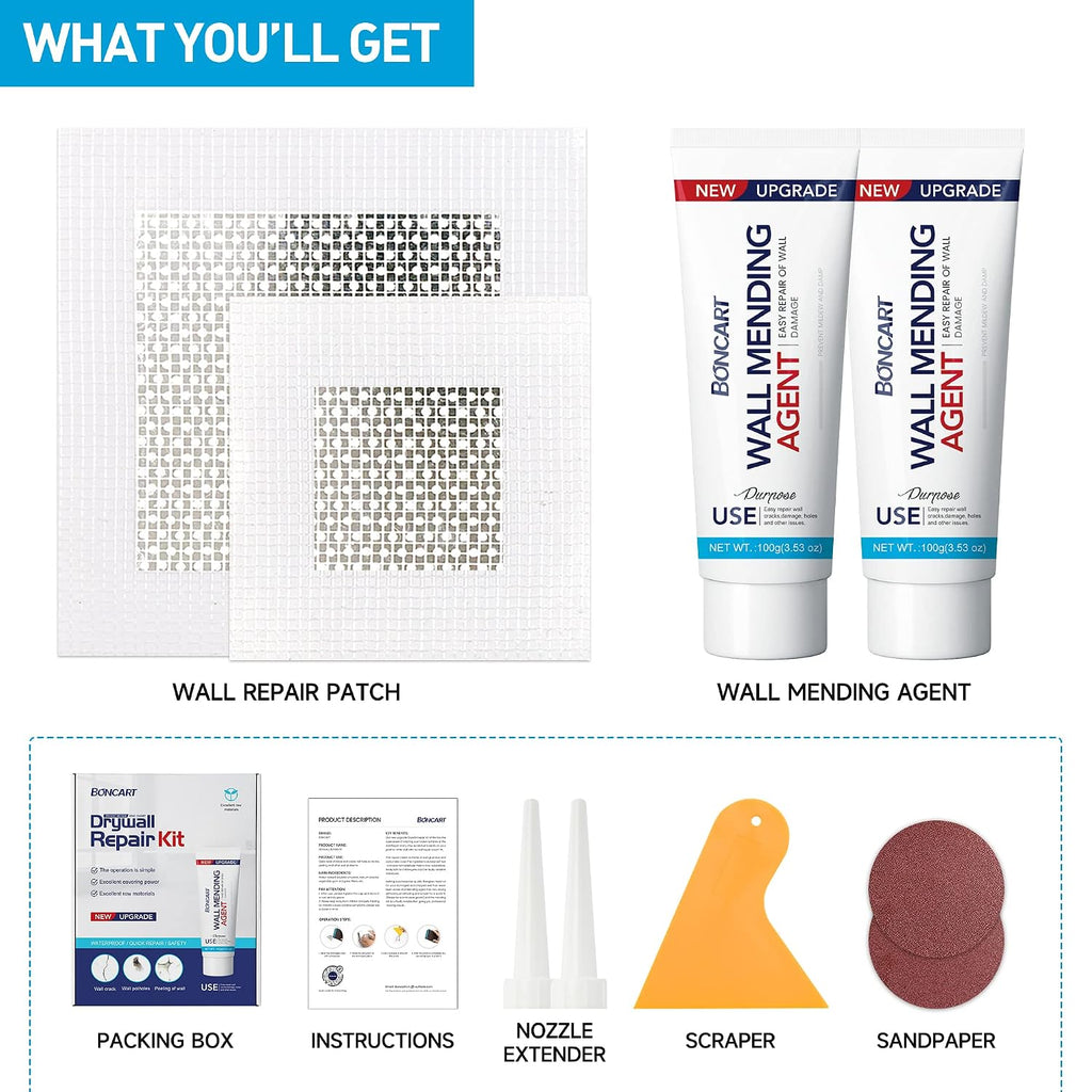 Drywall Repair Kit, 2-Pack Wall Mending Agent, Wall Spackle with Tools