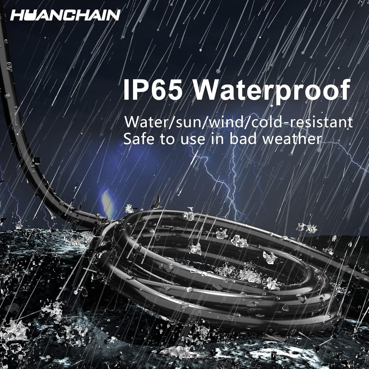 HUANCHAIN Indoor Black Extension Cord 3 FT Waterproof 16/3 Gauge