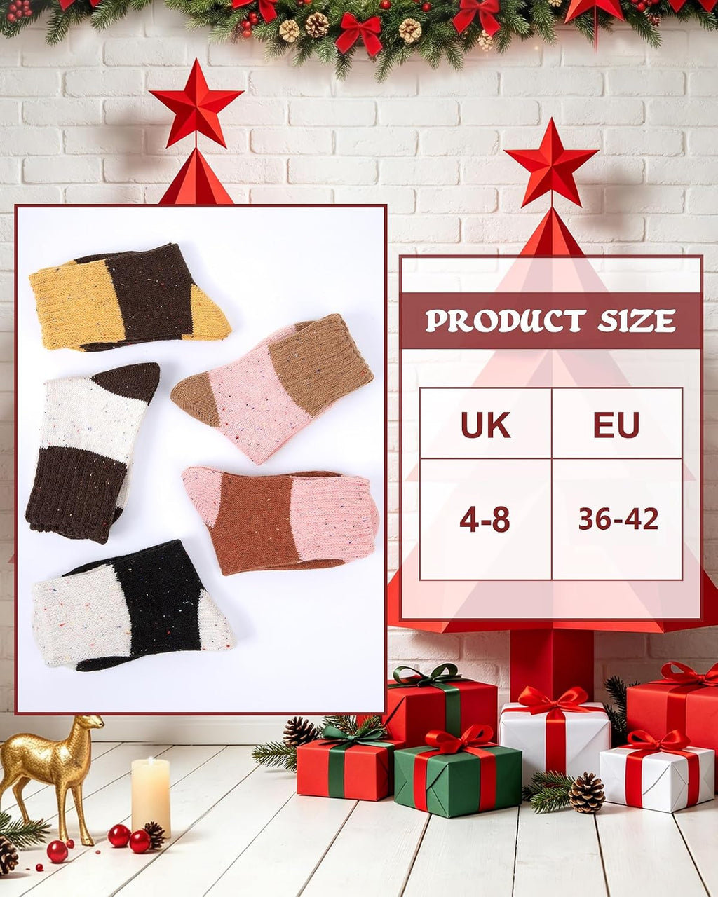 Ladies Socks Wool Thermal Fluffy Gifts For Women 5 Pairs