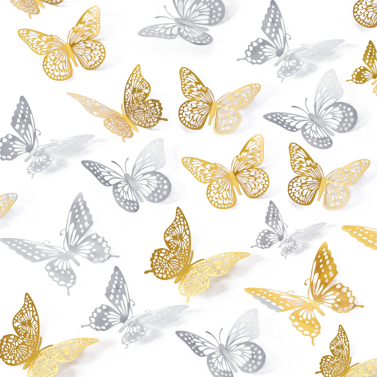 SAOROPEB 3D Butterfly Wall Decor 48 Pcs Gold Butterfly Birthday Decorations