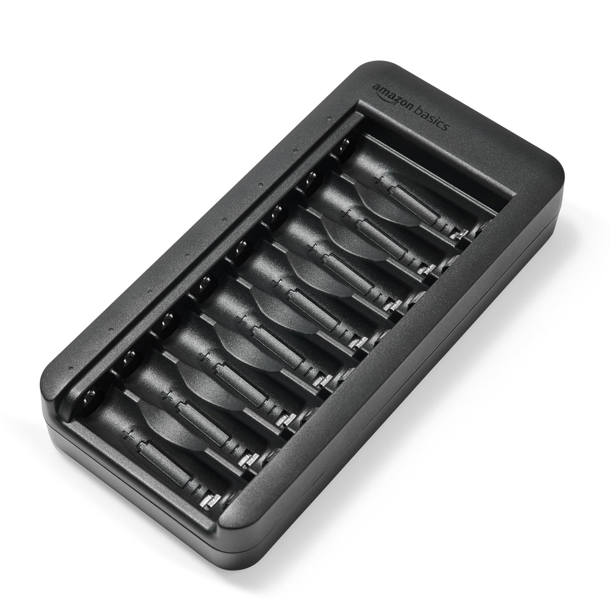 Amazon Basics Battery Charger for Rechargeable AA and AAA NiMh Batteries – UK Plug, 4-Bay, Black