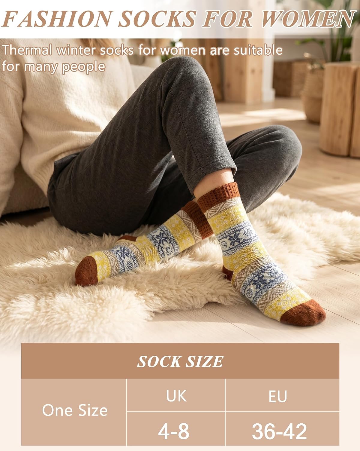 Ladies Socks Wool Thermal Fluffy Gifts For Women 5 Pairs