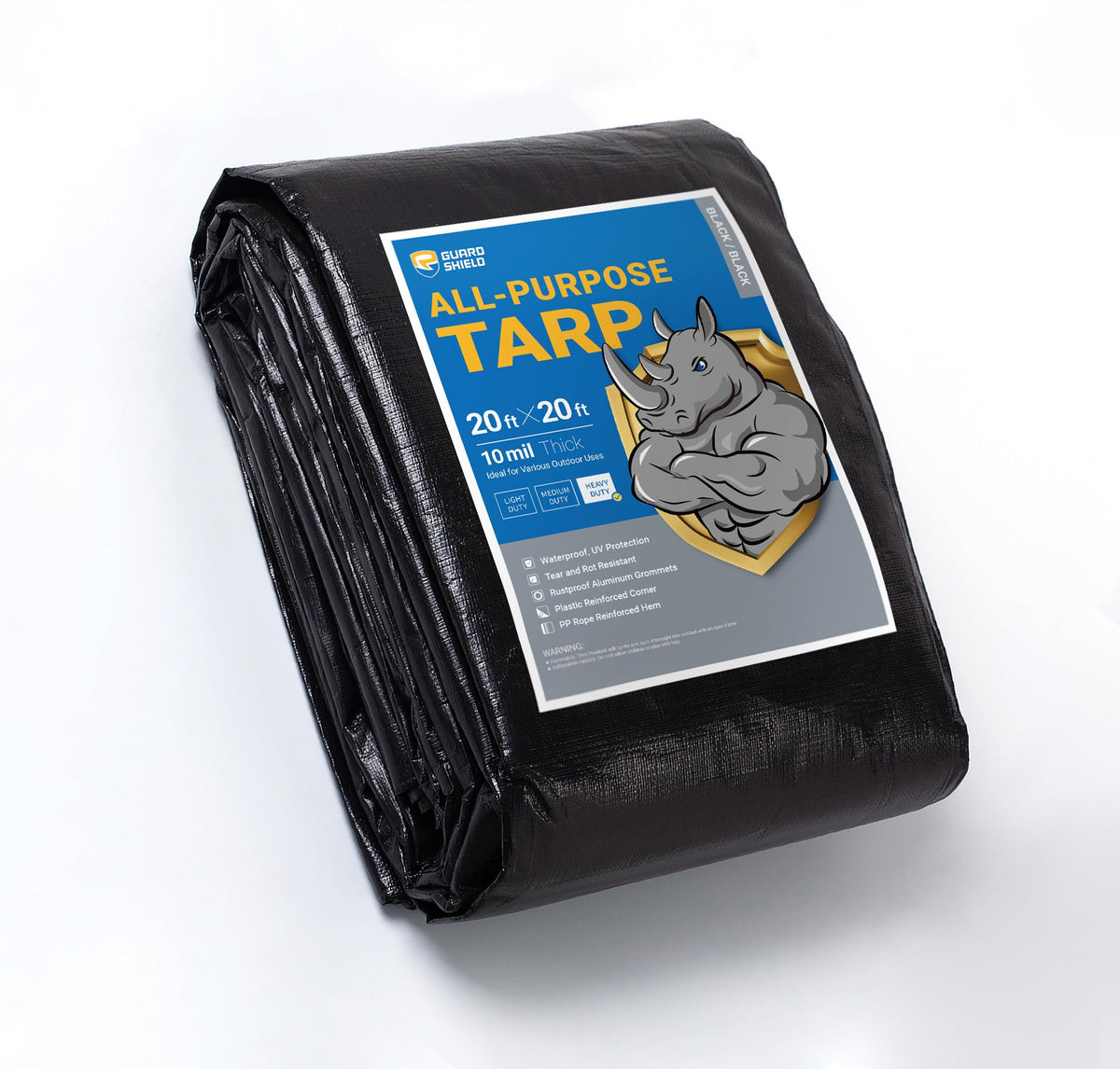 GUARD SHIELD Heavy Duty Tarp 20x30 Feet Silver/Black Multi Purpose Thick Waterproof Poly Tarp Cover 10mil