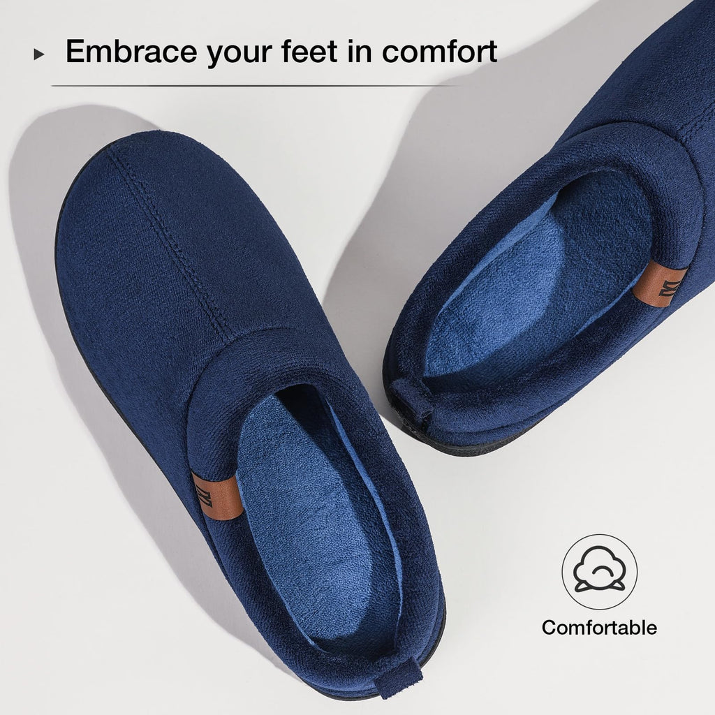 MERRIMAC Men's Slip-on Slippers Memory Foam Non-slip Indoor House Shoes