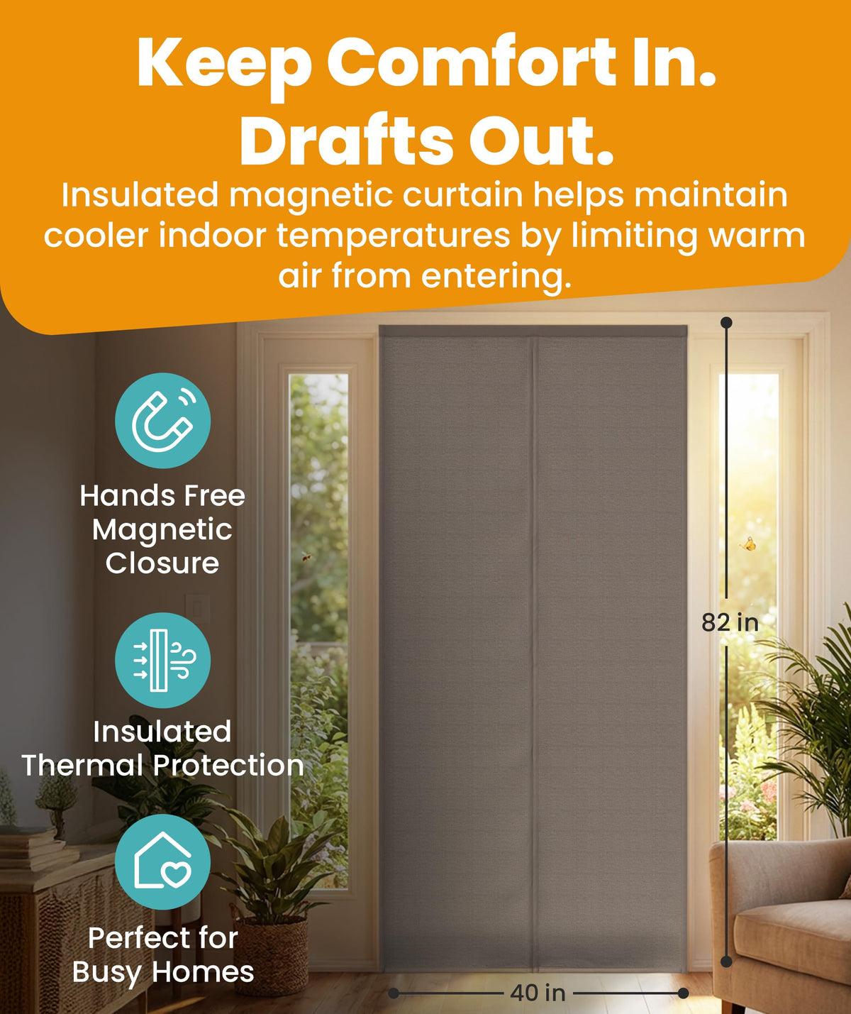 Flux Phenom Magnetic Screen Door - Bugs Out, Breeze in - 9min Install Auto-Sealing Heavy Duty Double Stitched Mesh, 52 Magnets, Hands Free Sliding & Patio Doors Net, Pet & Kid Friendly, 38 x 82 Inch
