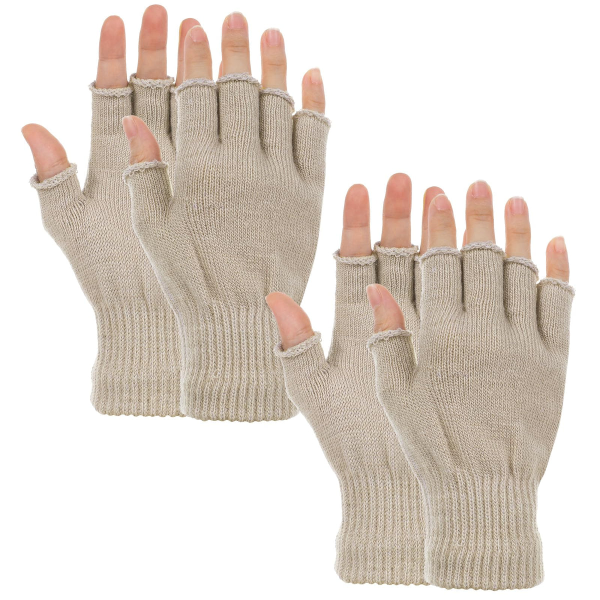 Grevosea 2 Pair Fingerless Warm Gloves - Winter Half Finger Gloves Thickened Knit Touchscreen Stretchy Mittens for Men Women