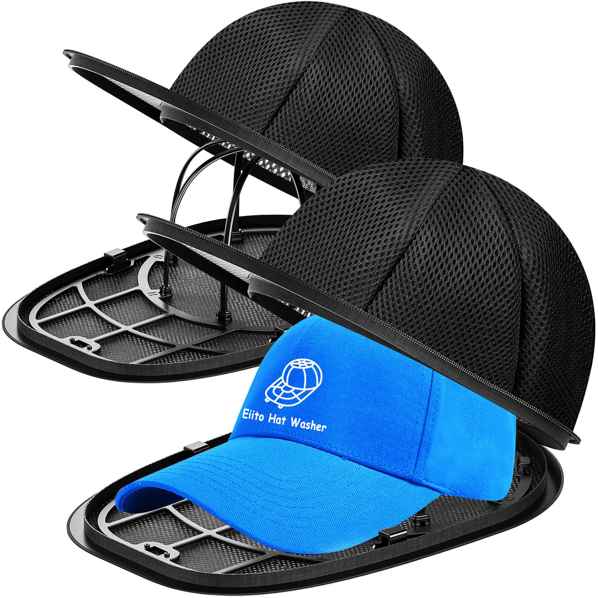 Eiito Hat Washer Cage Hats Cleaner, 4 Pcs (2 Cages + 2 Mesh Bags)