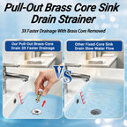 Bathroom Sink Drain Strainer,(2PCS) Pop-up Sink Drain Strainer with Removable Stainless Steel Strainer Basket Hair Catcher, Bathroom Sink Strainer for Bathroom Sink Stopper Replacement