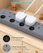 Black Extension Lead with 4 USB Slots(2 USB C), 4 Way Plug Extension Socket