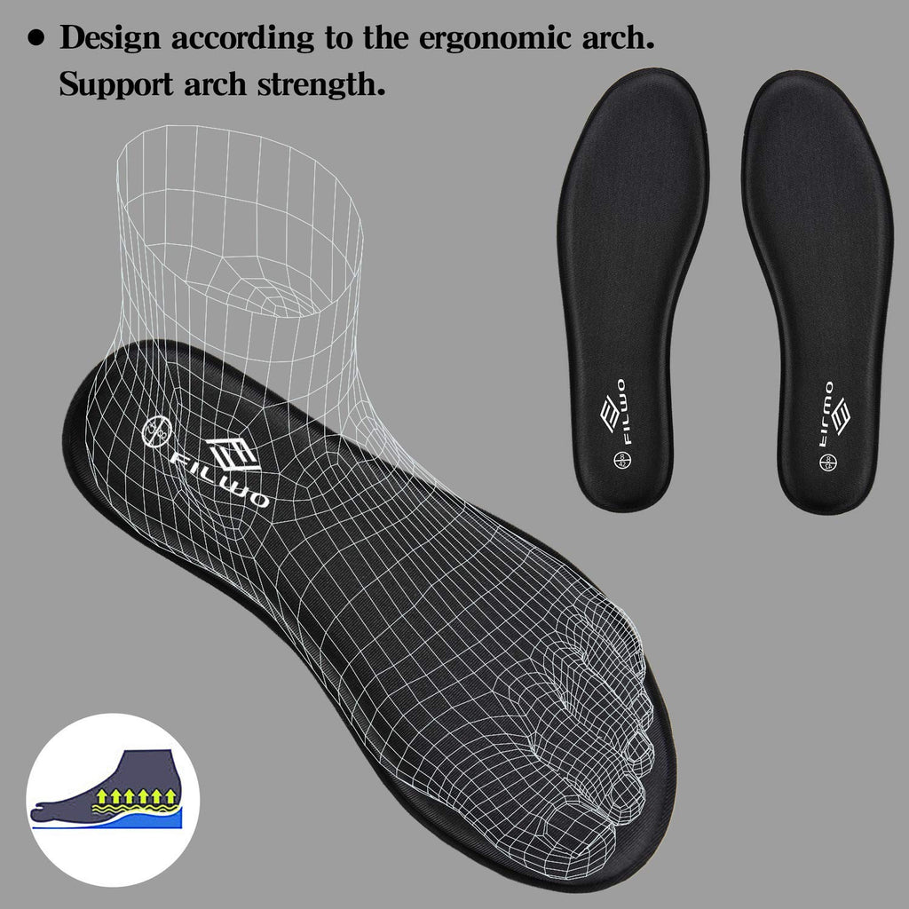 Women’s Memory Foam Insoles Replacement, Running Insoles Inserts for Sports Shoes Trainers Sneakers Work Boots Walking Shoes, Cushioning Comfort Insoles for Women 1 Pair, Size 5 UK W, Black