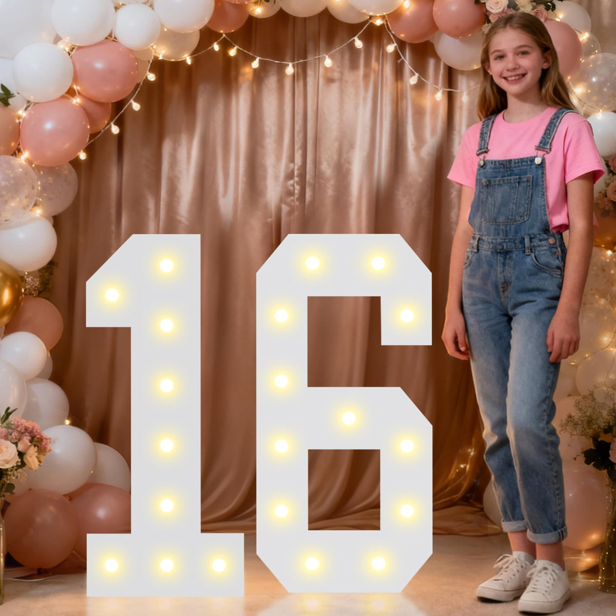 Pooqla 2.4FT Light Up Numbers, Marquee Numbers 2.4 Feet Tall Party Decor for Her Him, Mosaic Big Sign for 7th 17th 70th Birthday Anniversary Decoration Backdrop, Large Pre-Cut Frame Number 7