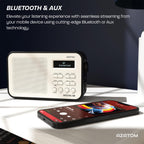 DAB/DAB+ & FM Portable Digital Radio | Simple Controls | Dual Alarms & Sleep Timer | Battery & Mains Powered (4x”AA”) | Bluetooth | Perfect for Home, Office or Outdoors | AZATOM Desire X2 (Oak)